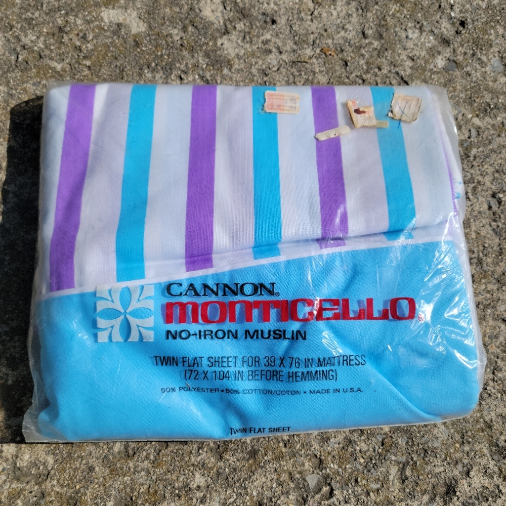Vintage‎ cannon monticello twin flat stripped sheet